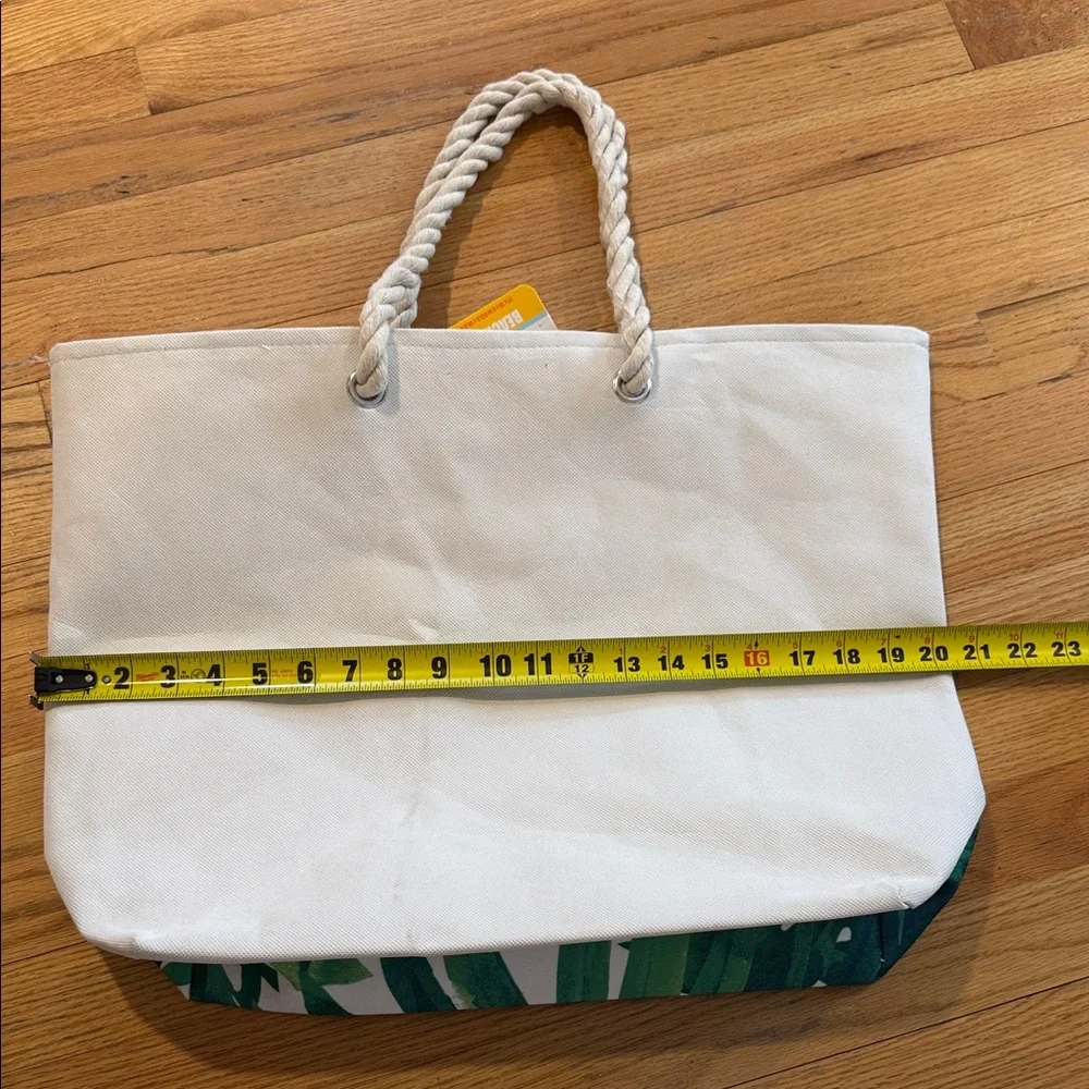 Tropical Green Palm Canvas Beach Tote with Rope Handles
